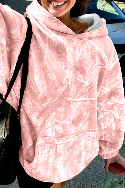 Women's Light Pink Woodland Camo Oversized Hoodie