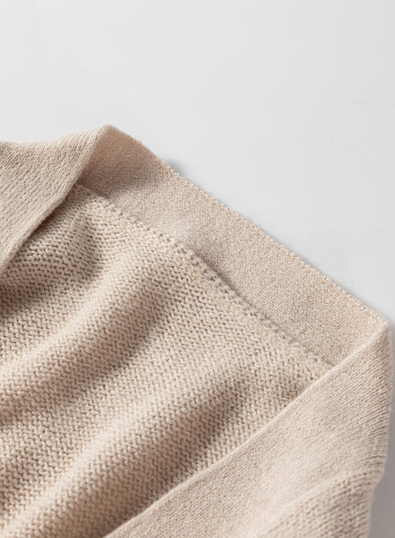 Chic Beige Long Knit Cardigan for Women - Open Front, Relaxed Fit, Stylish Layering Piece with Convenient Side Pockets