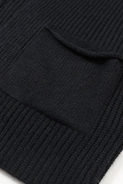 Cozy Women's Black Oversized Cardigan with Fold-Over Sleeves  Stylish Open Front Layering Essential