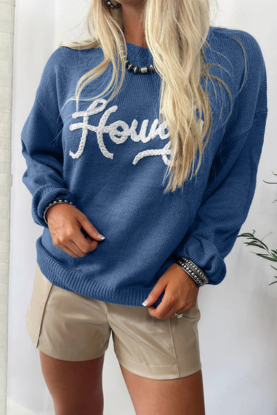 Dusk Blue Women's Cozy Embroidered Western Sweater - Chic Country Style for Everyday Comfort and Versatility made for easy styling and wardrobe