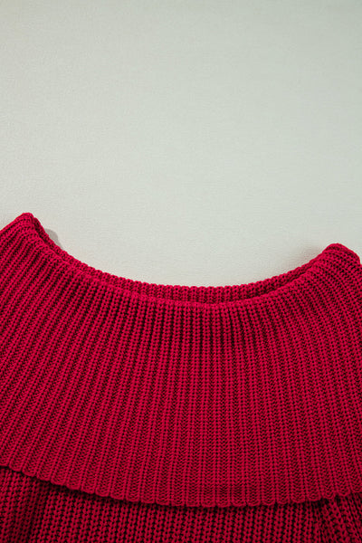 Cozy Women's Off-the-Shoulder Knit Sweater in Racing Red - Stylish Fall Fashion for Casual Outings and Everyday Wear