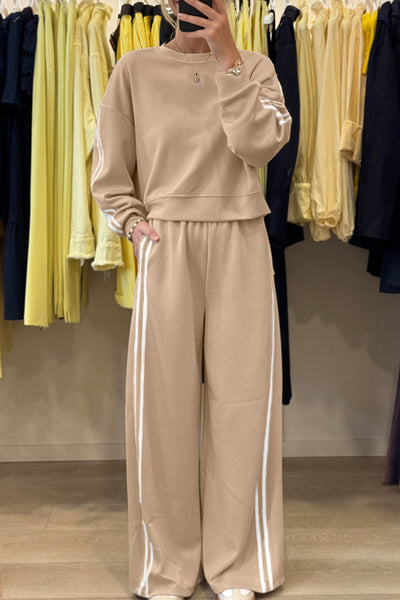 Chic Women's Cozy Loungewear Set: Soft Sweatshirt and Sweatpants for Effortless Comfort and Casual Style