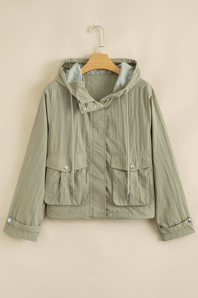 Olive Green Women's Hooded Utility Jacket - Casual Comfort with Functional Pockets for Effortless Everyday Style