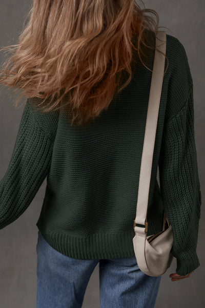 Cozy Mist Green Loose-Fit Drop Shoulder Sweater for Women with Chic Front Seam Detail - Perfect for Casual Style