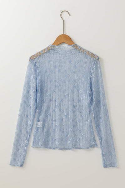 Elegant Women's Sheer Floral Blouse - Lightweight, Feminine Spring/Summer Top with Romantic Style and Perfect Fit