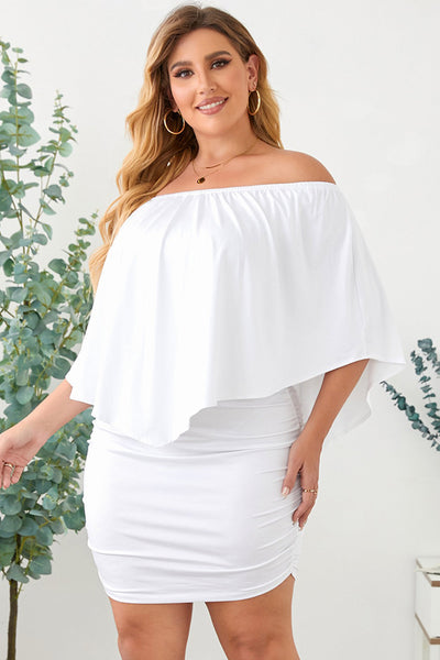 One shoulder Waisted Three-quarter Sleeve Dress