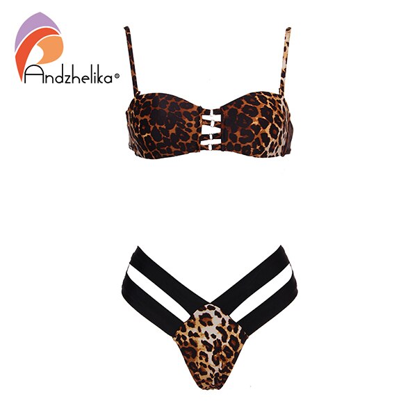 Andzhelika Sexy Yellow Bandeau Bikini Women Swimsuit Bandage Bikini Set Low Waist Brazilian Beach Bathing Suit Swimwear Monokini