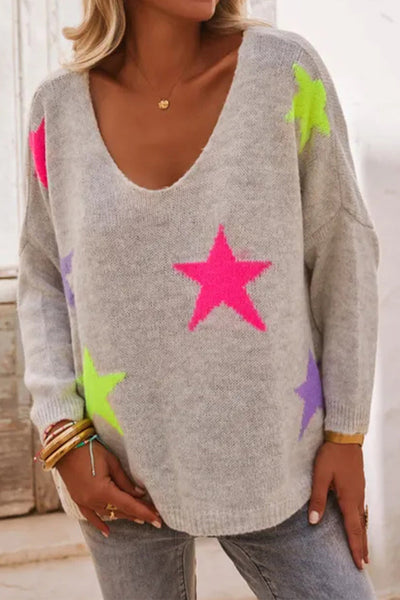 Chic Women's Gray Knit Pullover Sweater - Cozy Casual Style for Fall and Winter Comfort and Versatility