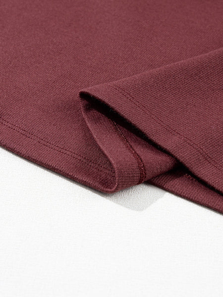 Crimson Dahlia Elegant 3/4 Sleeve Crew Neck Blouse