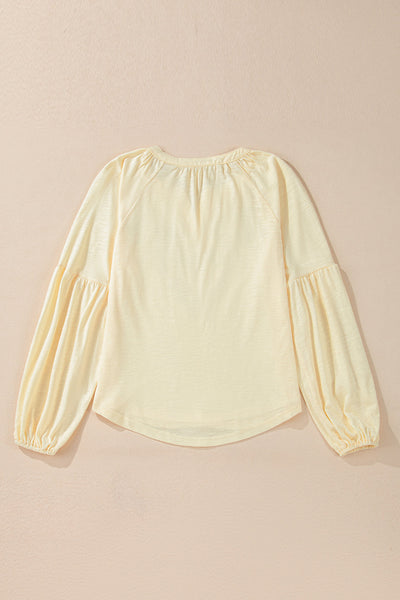 Women's Stylish Apricot Floral Embroidered V-Neck Blouse - Comfortable Fit for Effortless Spring Fashion