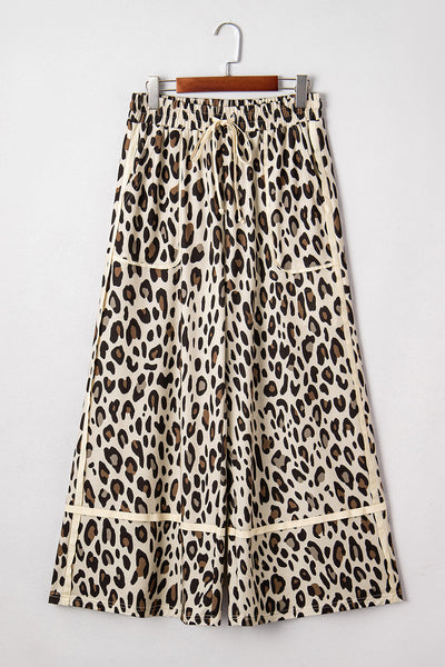 Chic Women's Leopard Print Wide Leg Pants - Comfortable, Trendy Fit for Casual and Stylish Everyday Wear