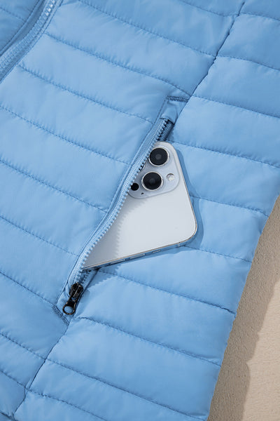 Stylish Women's Solid Quilted Puffer Jacket - Warm Zip-Up Outerwear in Classic Colors for Cold Weather Adventures