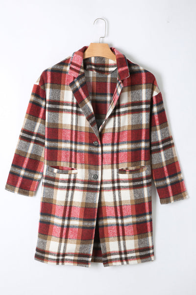 Stylish Lapel Wool Blend Coat with Long Sleeves
