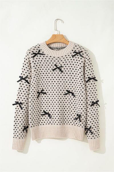 Elegant Women's Soft Knit Bow Sweater - Stylish & Comfortable for Casual or Dressy Outfits, Perfect Year-Round