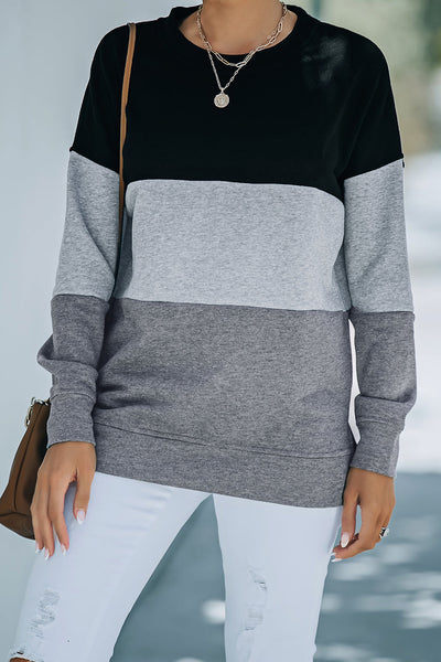 Color Matching Loose Versatile Round Neck T-Shirt