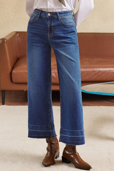 Light Blue Women's Cropped Loose-Fit Jeans - Trendy Casual Bottoms for Comfortable, Effortless Style