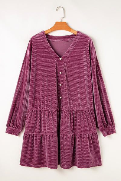Plus Size Burgundy Velvet Dress for Women - Elegant Party Wear with Flattering Fit and Comfortable Style