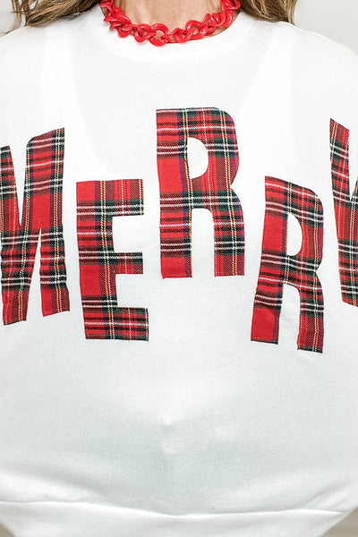 Cozy Women's White Plaid Christmas Sweatshirt for Festive Holiday Style and Comfortable Vacation Wear