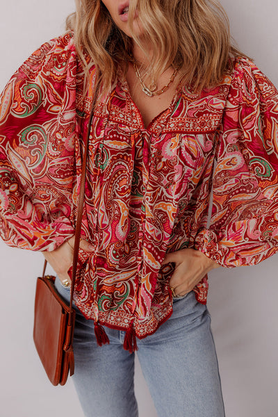 Chic Women's Lightweight Paisley Print Blouse - Elegant Top for Casual and Office Style, Perfect Fit for Everyday Wear