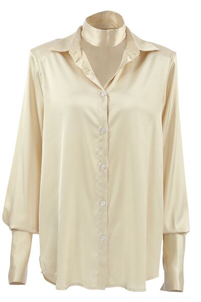 Button Down Long Sleeve Satin Shirt