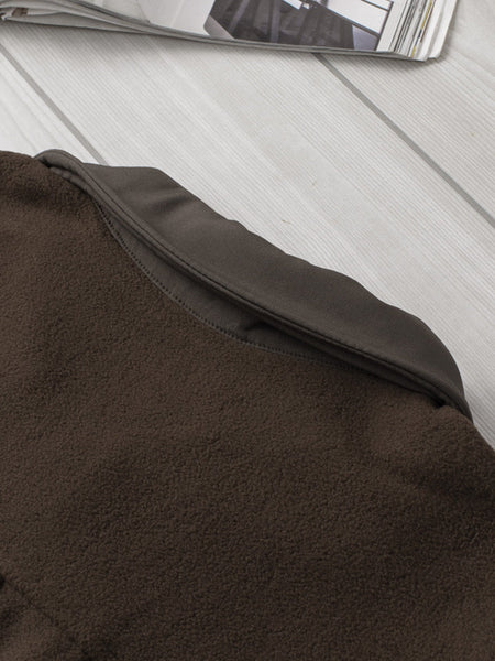 Brown Chic Button-Up Collared Shirt Jacket