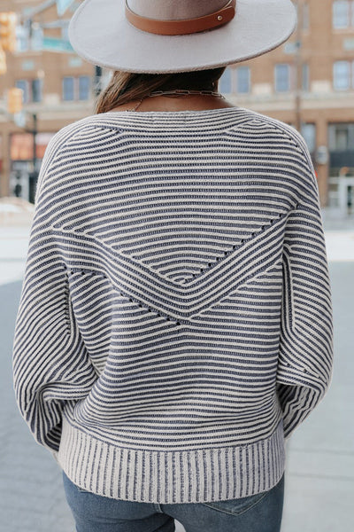 Cozy Chic Women's Striped Knit Sweater in Soft Cotton Blend Perfect for Casual Outings and Stylish Layering Options