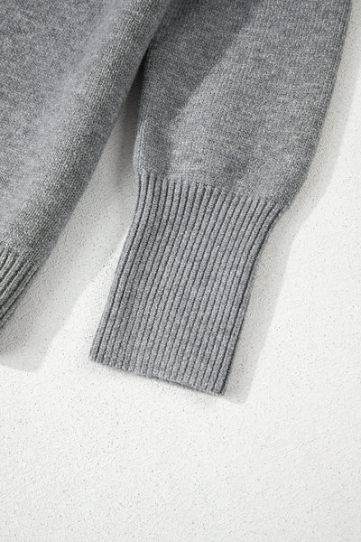 Cozy Women's Medium Grey Hooded Cardigan Sweater with Button-Up Closure and Drop Shoulders for Effortless Style