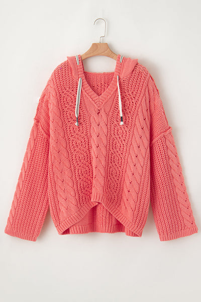 Cozy Women's Hooded Knit Sweater - Casual Fit, Soft Fabric, Ideal for Layering in Autumn & Winter Fashion