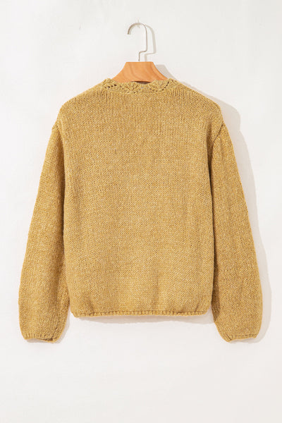Cozy Soft Knit Women's Lantern Sleeve Cardigan - Stylish Layering Essential for Fall and Winter Outfits