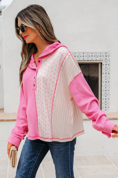 Cozy Women's Floral Patchwork Hoodie - Stylish Casual Pullover Sweatshirt for Effortless Everyday Wear