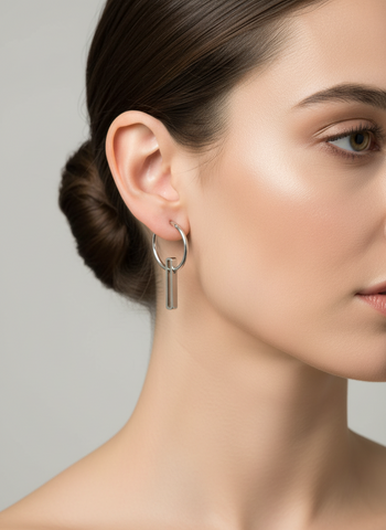 Silver Hoops With Dangle Post Earrings - Standout Boutique( Vancouver, BC)