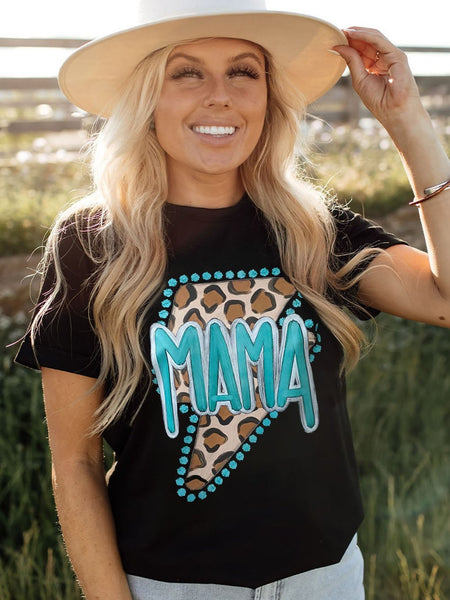 MAMA Leopard Lightning Black Graphic Tee