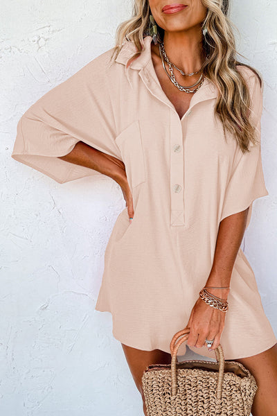 Lantern Sleeve Waist Asymmetric Mini Dress
