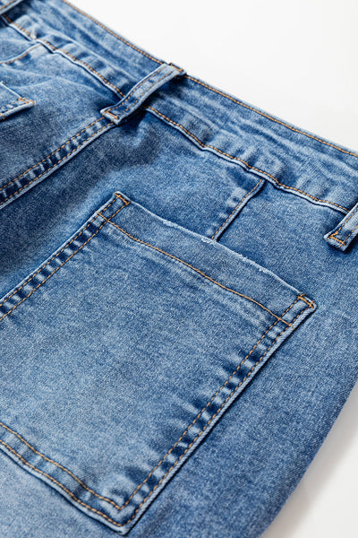 Women's Classic Fit Denim Blue Straight Leg Jeans - Versatile, Comfortable Everyday Style for Effortless Chic