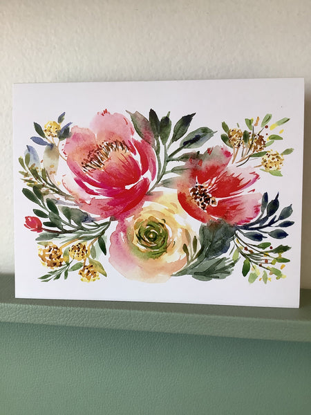 Chelsey Freyta Rose/Dahlia Floral Print Card