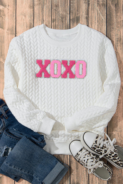 Cozy White Glitter Chenille Cable Knit Pullover Sweatshirt for Women Chic Casual Style for Effortless Outings