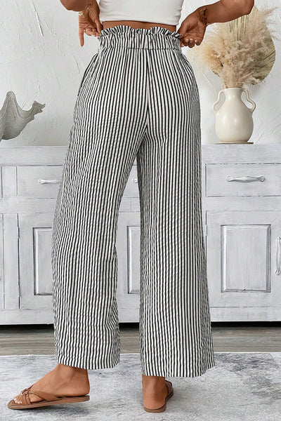 Trendy Women's Striped Wide-Leg Pants - Comfortable Chic Fit for Casual and Stylish Everyday Wear