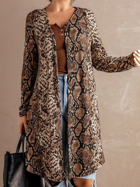 Leopard Print V-Neck Long Cardigan