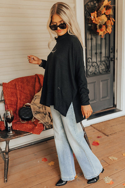 Chic Women's Black Cowl Neck Tunic Top - Effortless Style & Comfort for All Seasons, Perfect for Casual or Dressy Looks