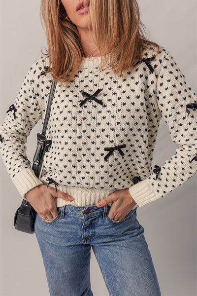 Elegant Women's Soft Knit Bow Sweater - Stylish & Comfortable for Casual or Dressy Outfits, Perfect Year-Round