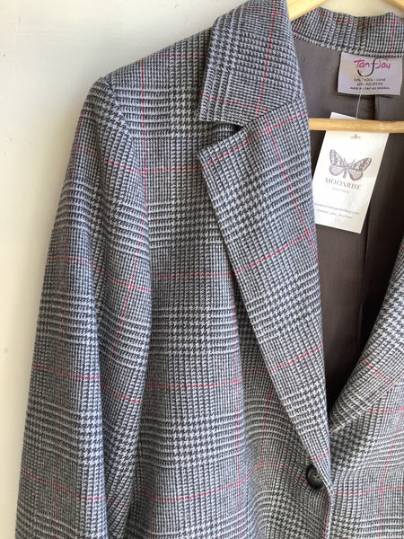 Vintage 80s Wool Glen Plaid Blazer
