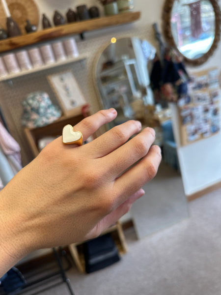 Standout Boutique Enamel Heart Gold Rings