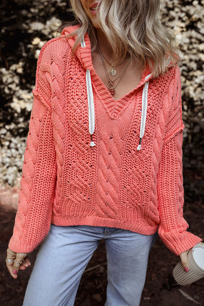 Cozy Women's Hooded Knit Sweater - Casual Fit, Soft Fabric, Ideal for Layering in Autumn & Winter Fashion