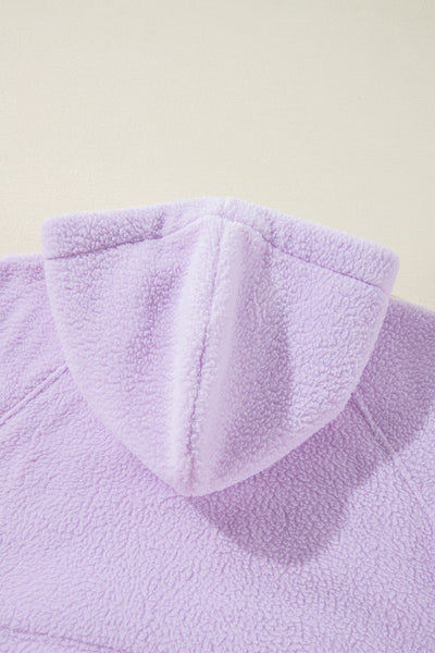 Cozy Women's Lavender Fuzzy Hoodie with Zipped Pockets and Drawstring for Casual Chic Comfort