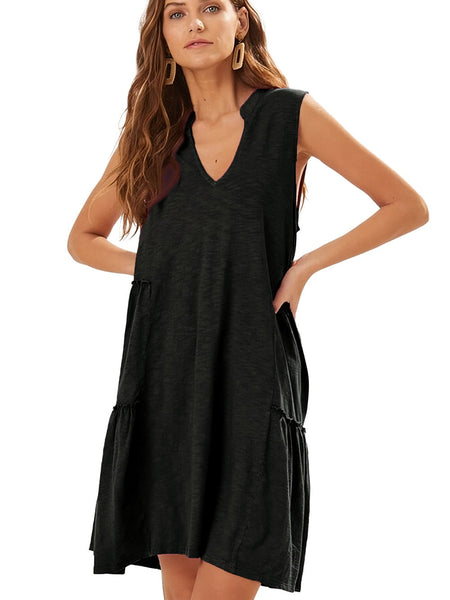 Casual V-Neck Mini Dress