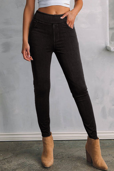 Stylish Women's Black High Waist Slim Fit Jeggings - Comfortable Stretch Fabric for Effortless Casual Looks