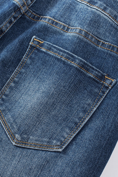 Retro Rolled Hem Single-Breasted Closure Straight Loose Casual Jeans