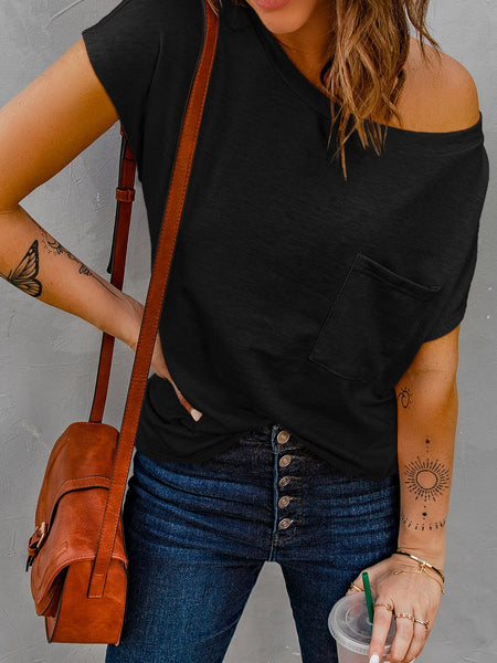 V-neck Skull Print Loose Short Sleeve T-shirt with practical styling and dependable silhouette control.