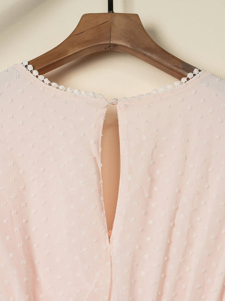 Women's V-Neck Ruffle Sleeve Swiss Dot Midi Dress
