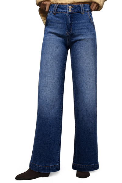 Stylish Women's Ashleigh Blue Straight Leg Jeans with Double Button & Zip Fly  Comfortable Fit for Everyday Fashion